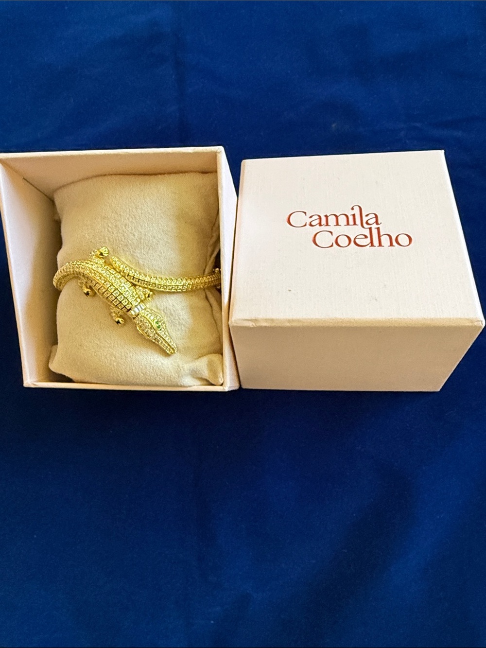 Camila Coelho Gold Crocodile Wrap Bracelet with Pavé Accents